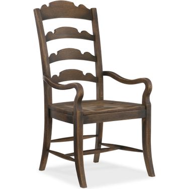 Hill Country Saddle Dark Wood Twin Sisters Ladderback Arm Chair Set of 2