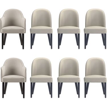 Hillman 8-Piece Dining Chair and Arm Chair In Light Grey