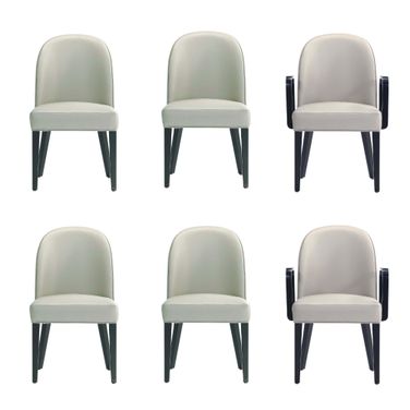 Hillman Dining Side and Arm Chairs Set of 6 In Light Grey