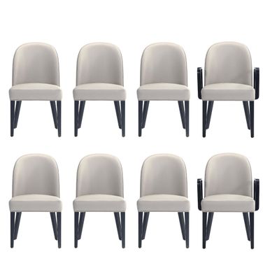 Hillman Dining Side and Arm Chairs Set of 8 In Light Grey