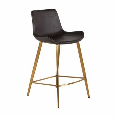 Hines 25.75 Inch Counter Height Stool In Charcoal Brown and Gold