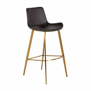 Hines 30 Inch Bar Height Stool In Charcoal Brown and Gold