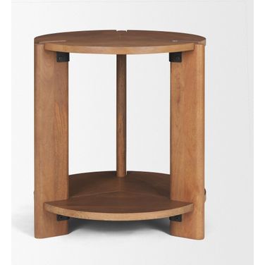Hisako Open Round Accent Table In Medium Brown