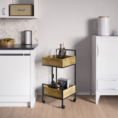 Hobbs Solid Mango Wood 16 Inch Bar Cart In Natural