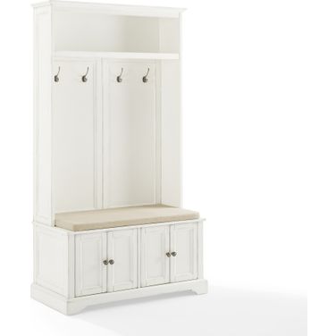 Holbrook Hall Tree In Distressed White and Oatmeal