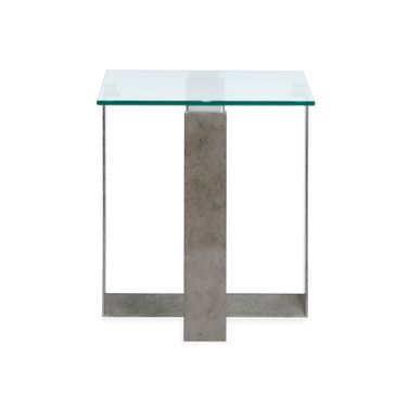 Holden Rectangular End Table In Aged Pewter and Chrome Pucks