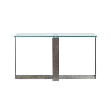 Holden Rectangular Sofa Table In Aged Pewter and Chrome Pucks