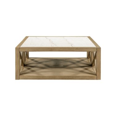 Holden Square Coffee Table In Tan and White