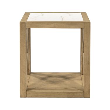 Holden Square End Table In Tan and White