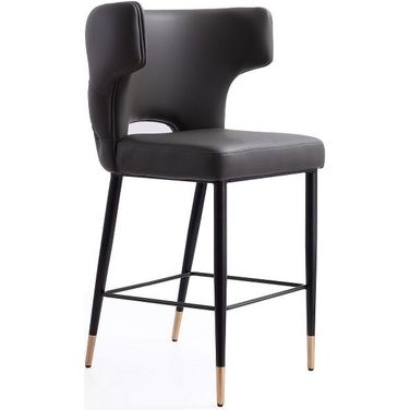 Holguin 37 Inch Counter Stool With Tufted Back Buttons In Grey