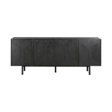 Holland 4 Door Sideboard Buffet In Black Brushed Oak Wood