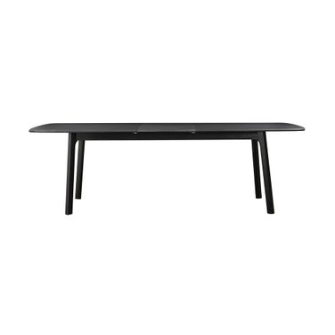 Holland Extendable Rectangle 98 Inch Dining Table In Black Brushed Oak