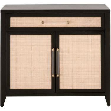 Traditions Holland Media Chest In Black and Natural Rattan