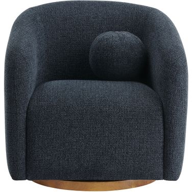 Holland Swivel Chenille Fabric Armchair In Navy