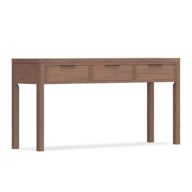 Hollander Solid Wood Wide Console Table In Medium Saddle Brown