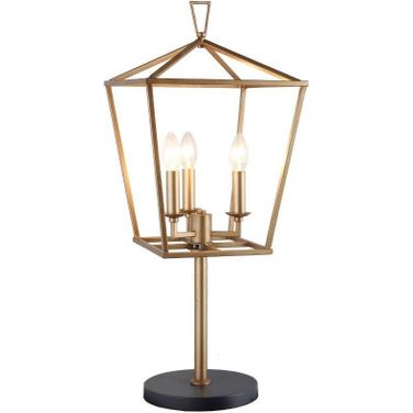 Hollie 3-Light Lantern Style Table Lamp In Antique Gold