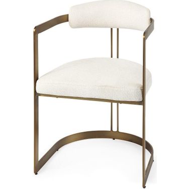 Hollyfield Cream Fabric Seat With Gold Iron Frame Dining Chair