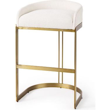Hollyfield Cream Fabric Seat With Gold Metal Base Bar Stool