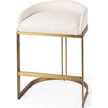 Hollyfield Cream Fabric Seat With Gold Metal Base Counter Stool