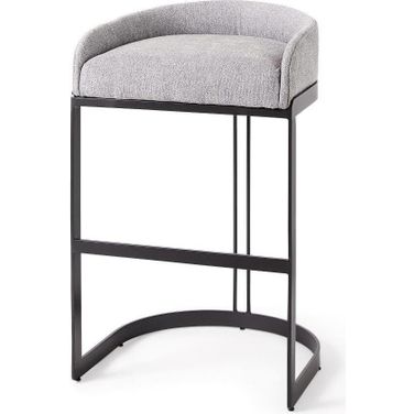 Hollyfield Gray Fabric Seat With Gray Metal Base Bar Stool