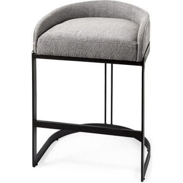 Hollyfield Gray Fabric Seat With Gray Metal Base Counter Stool