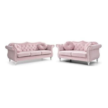 Hollywood Living Room Set In Pink