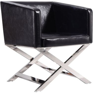 Hollywood Lounge Accent Chair in Black and Polished Chrome
