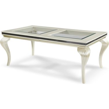 Hollywood Swank Dining Table In Pearl Caviar