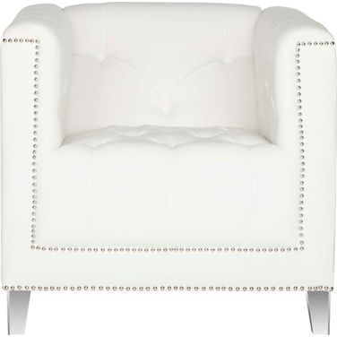 Hollywood White and Clear Glam Tufted Acrylic Club Chair with Nailhead Detail MCR4212A