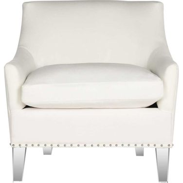 Hollywood White and Clear Glam Tufted Acrylic Club Chair with Nailhead Detail MCR4214A