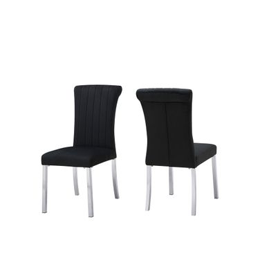 Holstebro Black Side Chair Set of 2 In Silver and Black