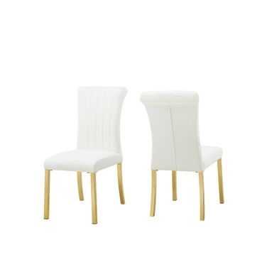 Holstebro White Side Chair Set of 2 In Gold and White