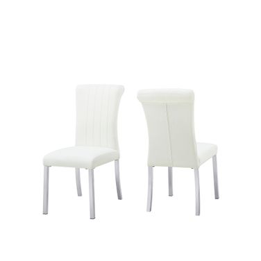 Holstebro White Side Chair Set of 2 In Silver and White