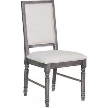 Homeroots 2 Piece Light Cream Linen and Weathered Gray Side Chair