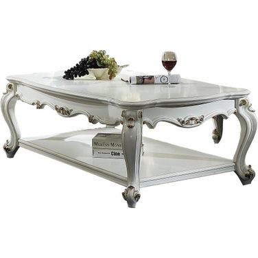 Homeroots Antique Pearl Wood Poly Resin Coffee Table