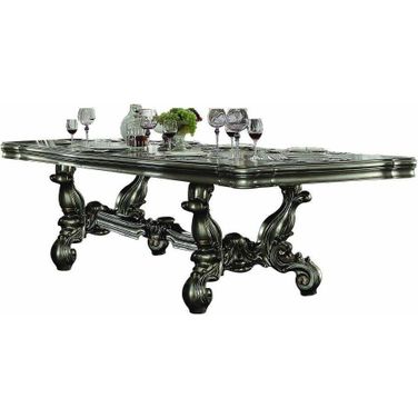 Homeroots Antique Platinum Wood Poly Resin Dining Table 348653