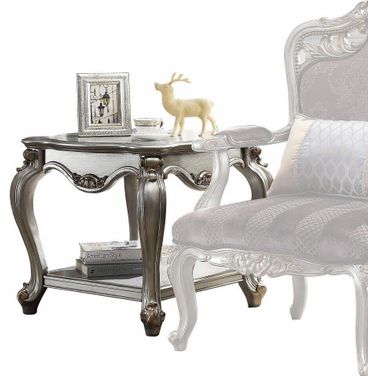 Homeroots Antique Platinum Wood Poly Resin End Table