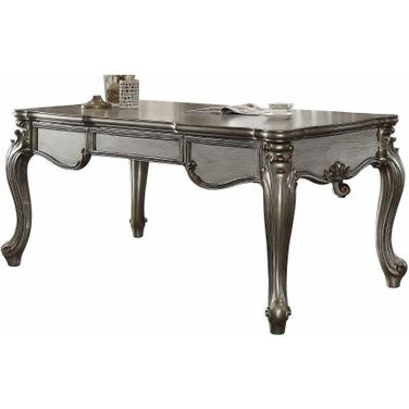 Homeroots Antique Platinum Wood Poly Resin Executive Desk