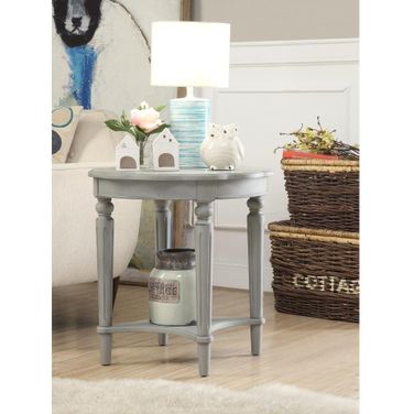 Homeroots Antique Slate Solid Wood End Table