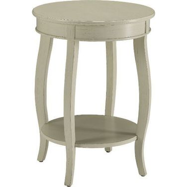 Homeroots Antique White Solid Wood Leg Side Table