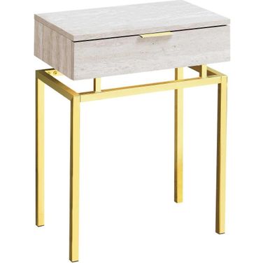 Homeroots Beige Gold Metal Accent Table