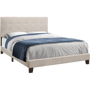 Homeroots Beige Linen Queen Size Bed 333288
