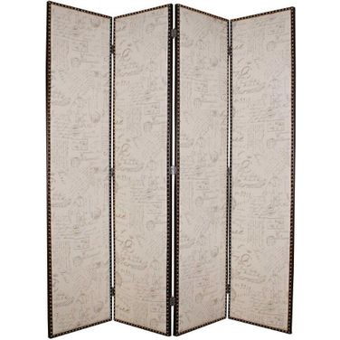 Homeroots Beige Wood And Fabric Screen 274683