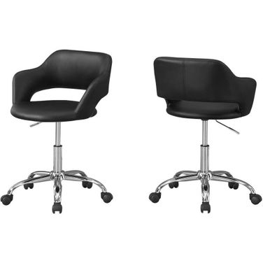 Homeroots Black And Chrome Metal Hydraulic Lift Base Office Chair