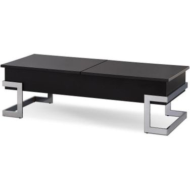 Homeroots Black And Chrome Particle Board Coffee Table