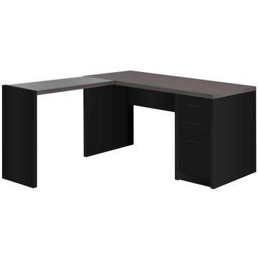 Homeroots Black Clear Grey Particle Board Hollow Core Computer Desk 333529