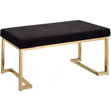 Homeroots Black Fabric And Champagne Bench