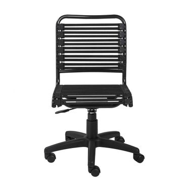 Homeroots Black Flat Bungie Cords Low Back Office Chair With Graphite Black Frame And Base 357511