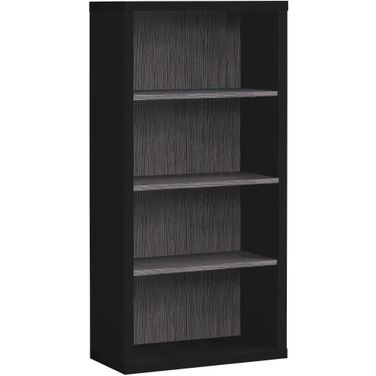 Homeroots Black Grey Particle Board Adjustable Shelves Bookshelf