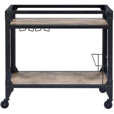 Homeroots Black Metal Serving Cart